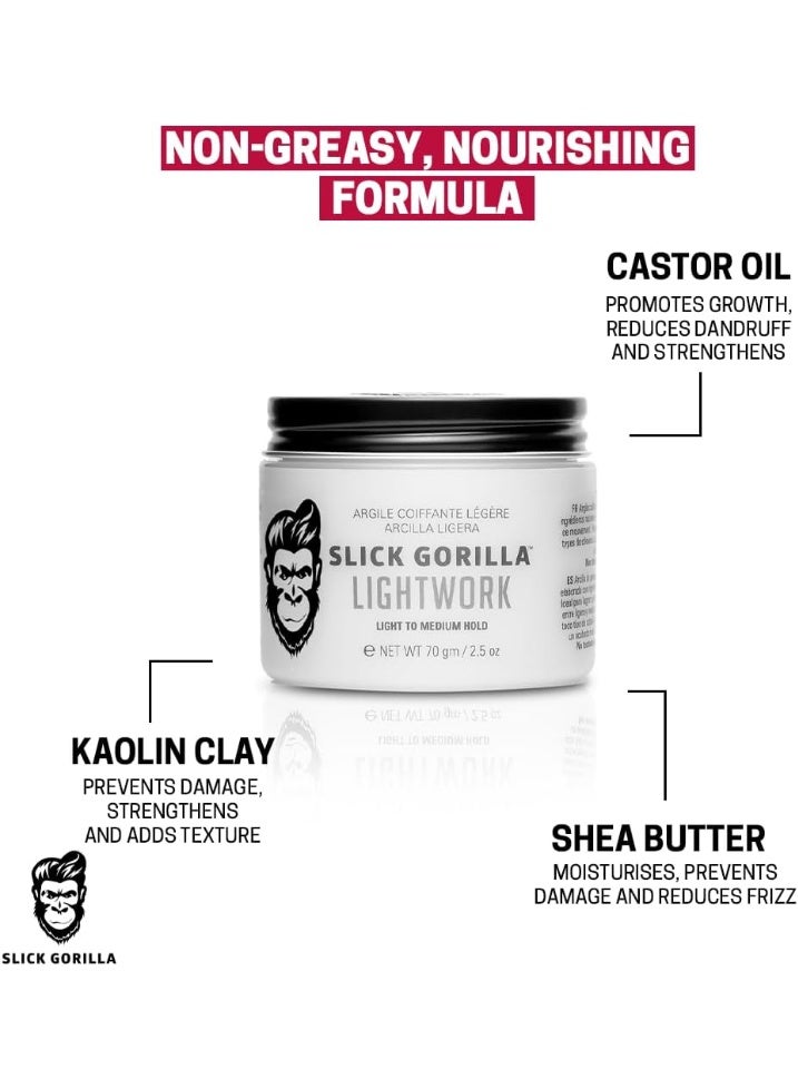Slick Gorilla Lighwork Matte Hair Clay for Men 2.5 oz, Matte Finish, Flexible Hold, Lightweight Styling Clay, Water-Based, Natural Texture, Non-Greasy Grooming Clay for Everyday Use - Image 4