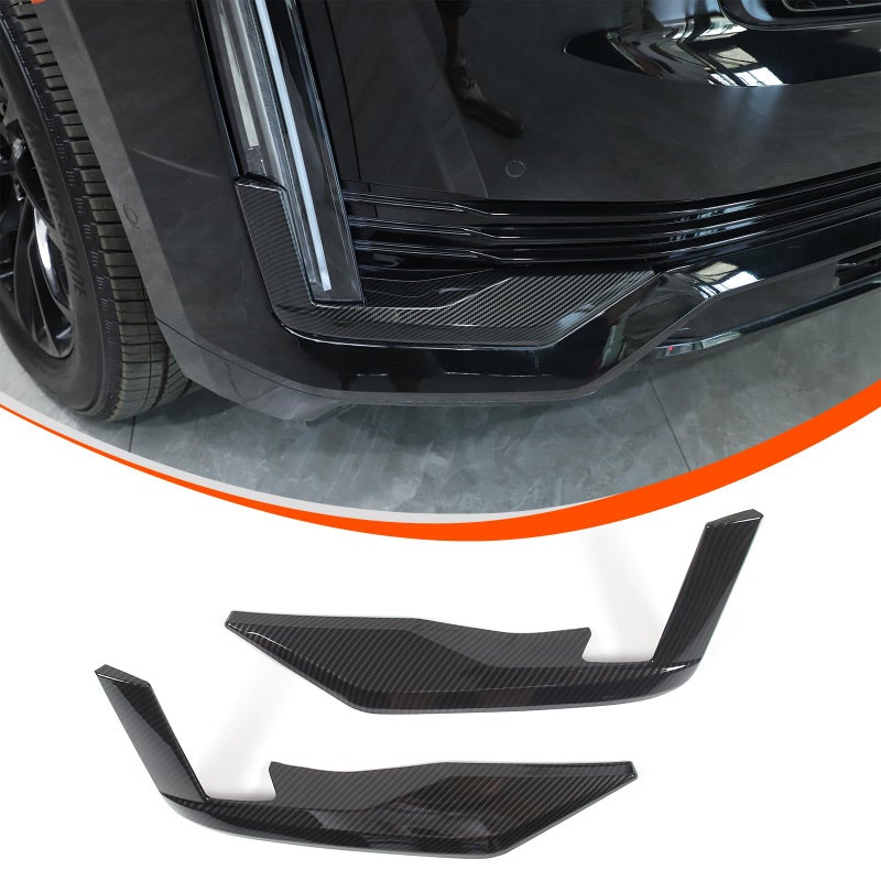 غطاء تريم زاوية أسفل المصد الأمامي متوافق مع كاديلاك إسكاليد 2021 2022 2023 غطاء شبكة المصد الأمامي ملحقات نمط ألياف الكربون