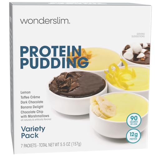 WonderSlim Protein Pudding Mix, Variety Pack, 12g Protein, Gluten Free (7ct) - Image 1