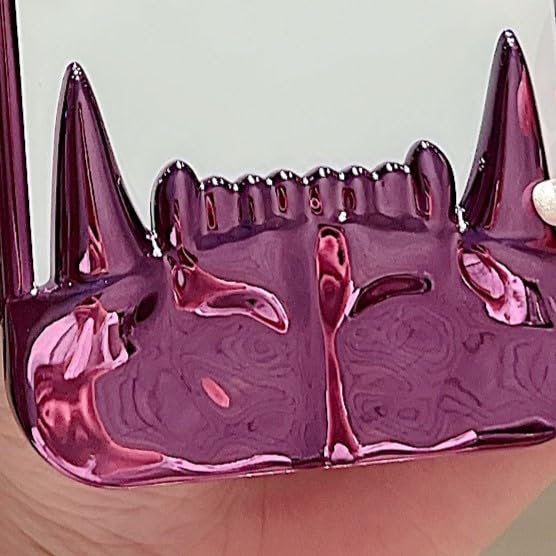 US LITE Shockproof Designer 3D Fangs Case for iPhone 15 | Metallic Chrome | Precise Cutouts | Anti-Scratch Grip | Full Camera Protection and Stylish Look - Purple - Image 4