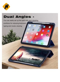 هوها Hocase for Galaxy Tab S6 Lite 10.4 Case ، Pu Leather Tri-Fold Flip Case مع ميزة إيقاظ النوم التلقائي ، غطاء خلفي TPU الناعم لـ Samsung Galaxy Tab S6 Lite 10.4 "(SM-P610/P615) 2020-Royal Purple Flowers  - Image 5