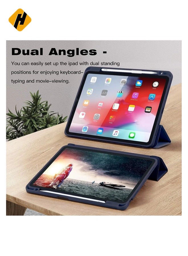 هوها Hocase for Galaxy Tab S6 Lite 10.4 Case ، Pu Leather Tri-Fold Flip Case مع ميزة إيقاظ النوم التلقائي ، غطاء خلفي TPU الناعم لـ Samsung Galaxy Tab S6 Lite 10.4 "(SM-P610/P615) 2020-Royal Purple Flowers - Image 5