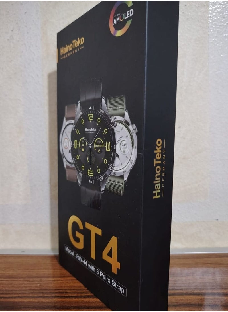 هينو تيكو - ساعة Haino Teko GT4 الذكية بموديل RW-44 هي الاختيار الأمثل لمن يبحث عن الأناقة، الأداء العملي، والتكنولوجيا المتقدمة في جهاز واحد. مصممة بجودة ألمانية فائقة مع شاشة AMOLED عالية الدقة لضمان وضوح مثالي وسهولة في الاستخدام حتى في ضوء الشمس المباشر سيلفر - Image 1