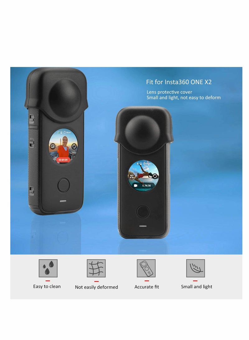 Durable Silicone Lens Cap for Insta360 ONE X2 - Detachable, Antislip, Dropproof & Scratchproof Protection (Black) - Image 3