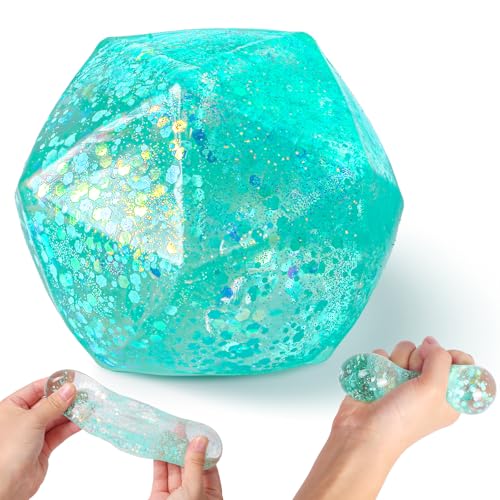 AiSiXin Stress Cube Squishy Stress Balls for Adults and Kids Ice Squishy Sugar Stress Ball Sensory Fidget Toys Slow Rise Squeeze Cube for Anxiety Relief Malt Sugar Stress Cube for Hand Exercise Cyan - Image 1