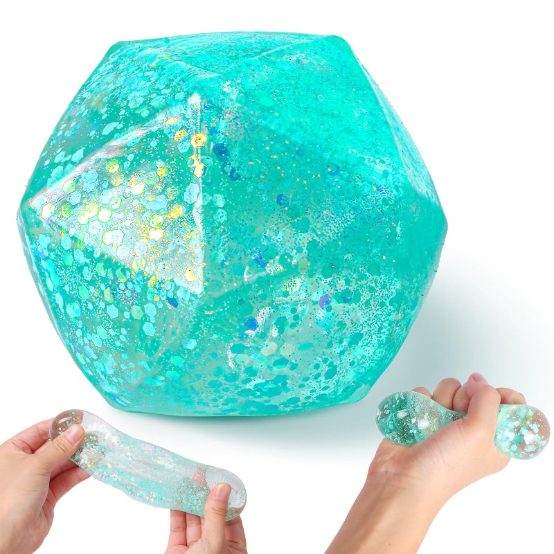 AiSiXin Stress Cube Squishy Stress Balls for Adults and Kids Ice Squishy Sugar Stress Ball Sensory Fidget Toys Slow Rise Squeeze Cube for Anxiety Relief Malt Sugar Stress Cube for Hand Exercise Cyan - Image 2