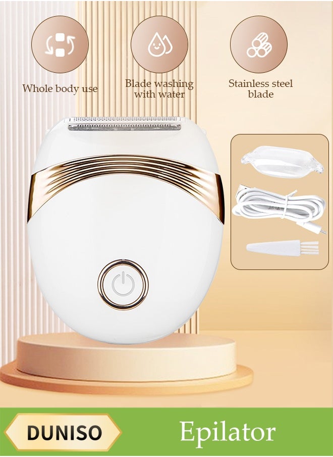 DUNISO Electric Hair Remover，Painless Ladies Shaver，Portable Waterproof Bikini Trimmer，Rechargeable Wet and Dry Cordless Lady Hair Removal Device,for Face, Leg and Underarm Epilator  - Image 1