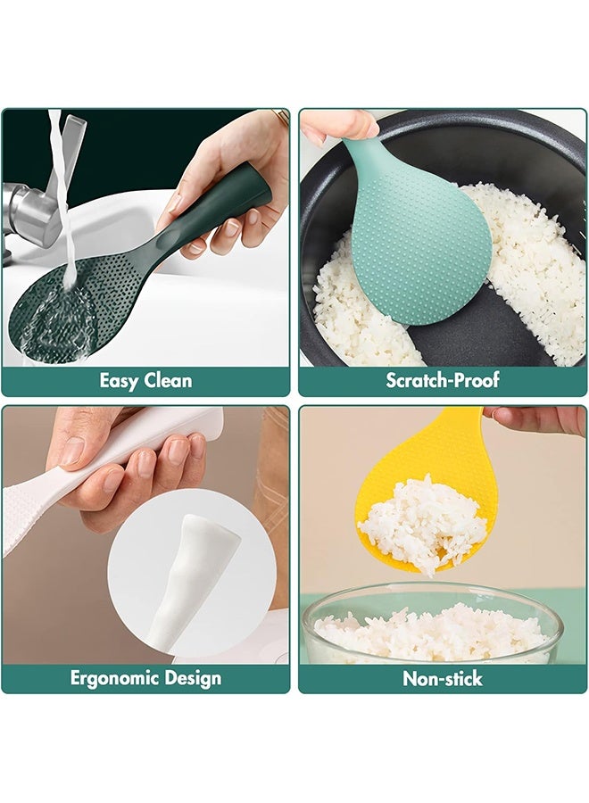 HY Silicone Standing Rice Spatula with Non-Stick Paddle, Heat Resistant Rice Cooker Spoon, Serving Spoon for Grains (Green) - Image 5