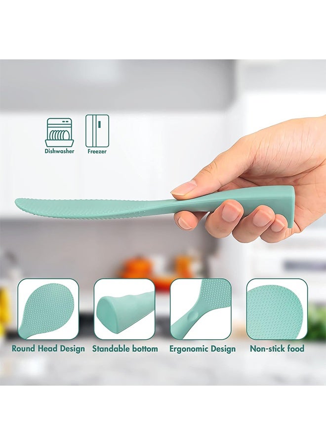 HY Silicone Standing Rice Spatula with Non-Stick Paddle, Heat Resistant Rice Cooker Spoon, Serving Spoon for Grains (Green) - Image 3