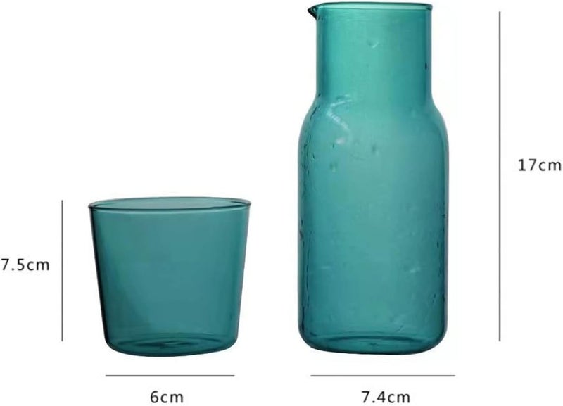 sappiedear Bedside Glass Water Carafe Set with Cup, Glass Carafe with Lid Mouthwash Cups for Bedroom Bathroom Juice Wine Milk - Image 2