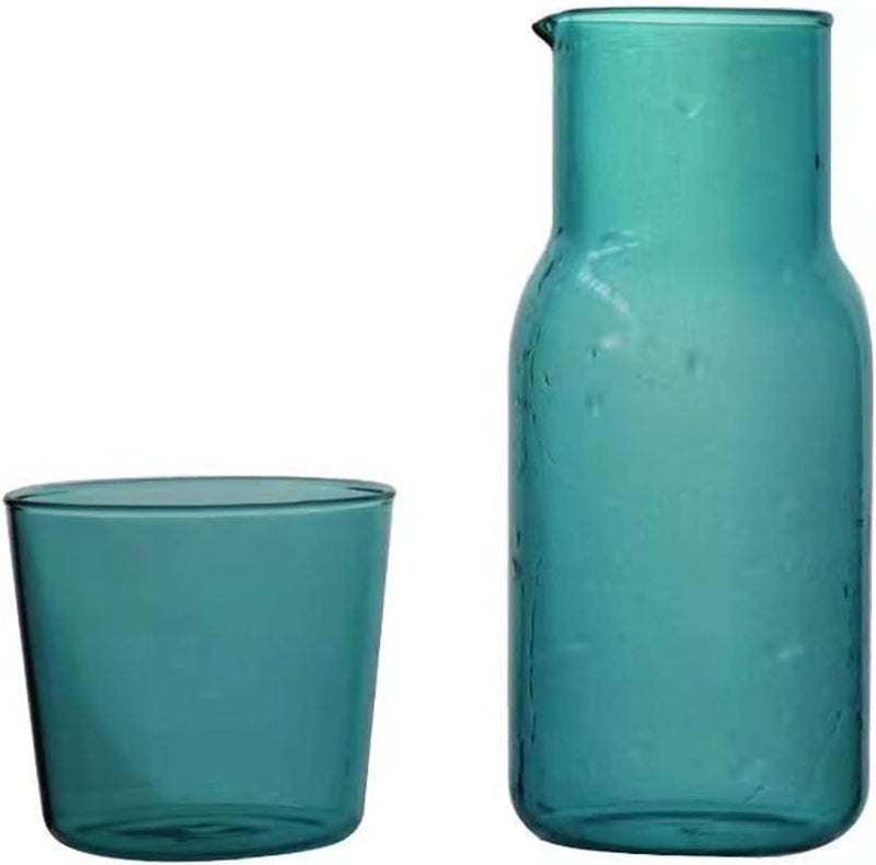sappiedear Bedside Glass Water Carafe Set with Cup, Glass Carafe with Lid Mouthwash Cups for Bedroom Bathroom Juice Wine Milk - Image 1