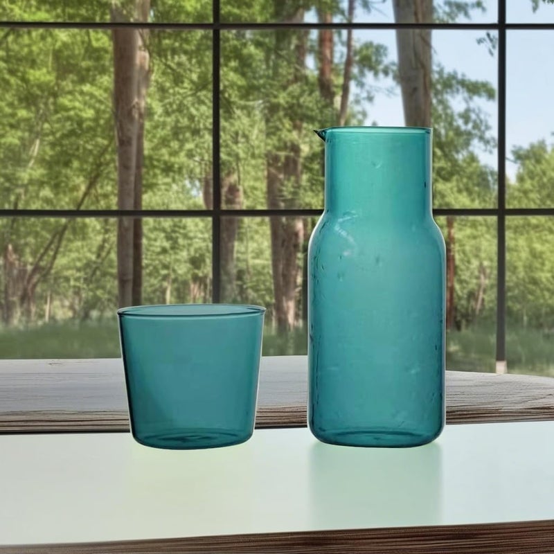 sappiedear Bedside Glass Water Carafe Set with Cup, Glass Carafe with Lid Mouthwash Cups for Bedroom Bathroom Juice Wine Milk - Image 5