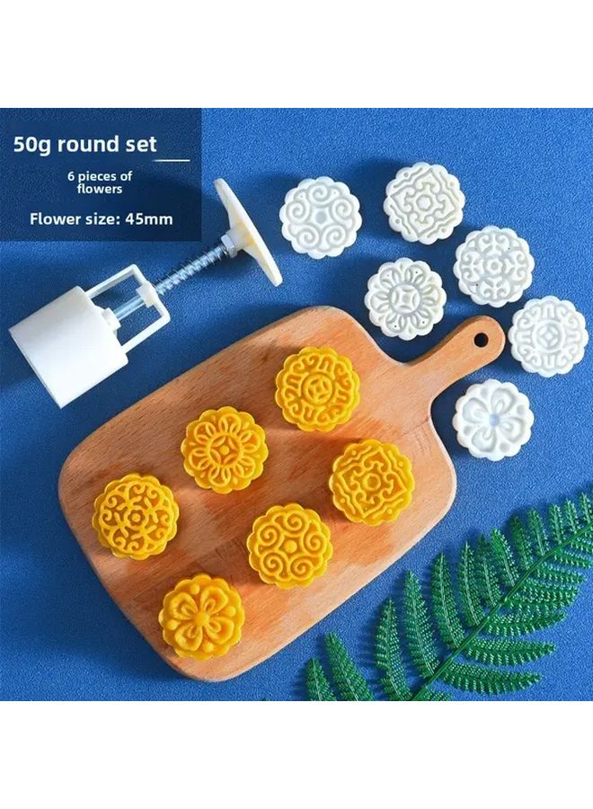 6 Flower Shaped Biscuit Mold Hand Pressed Pastry Bread Cake Baking Tool - Image 1