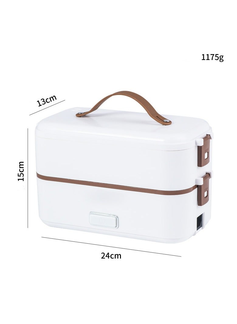 Beauenty Lunch Box 2 Tier Portable Electric Food Warmer Mini Removable 304 Stainless Steel 220V White Stainless Steel 800Ml - Image 5