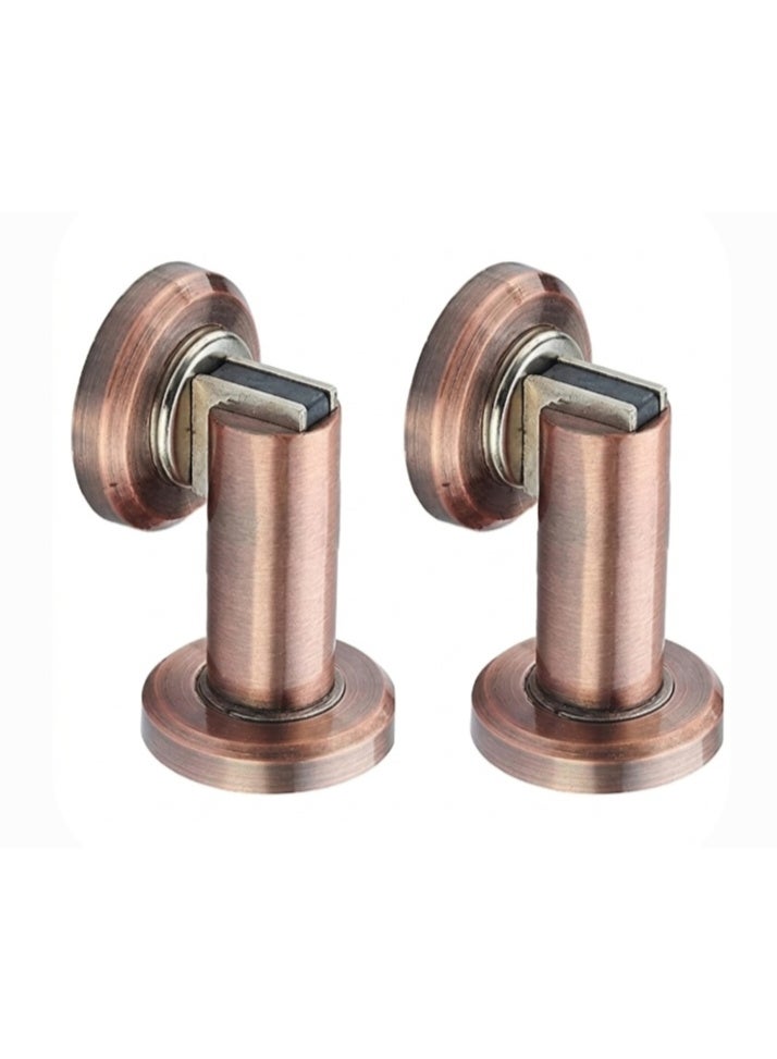 Door Stoppers, 2 Pack Wall Floor Mounted Bronze Magnetic Door Stopper, Heavy Duty Stainless Steel Wall Door Stopper, Stlylish Modern and Ground Mount, Hold Your Door Open