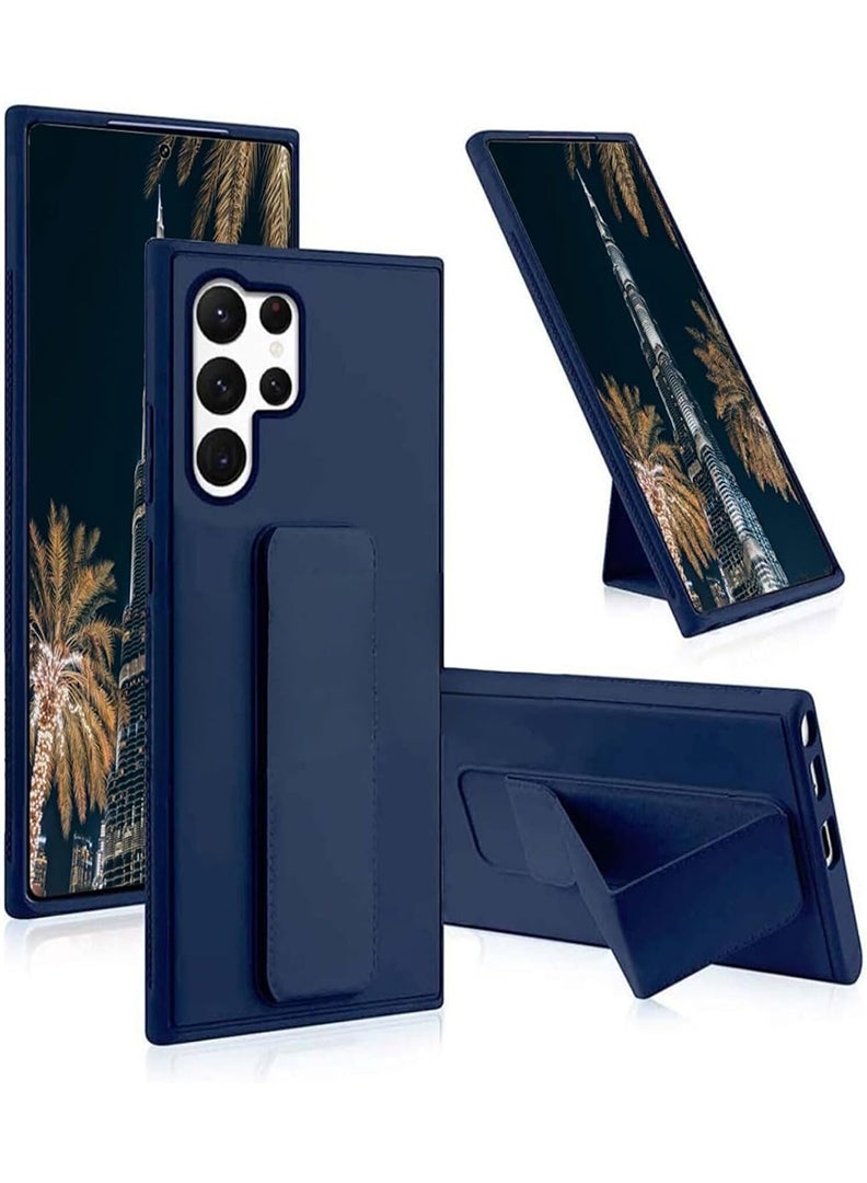 Case Up Compatible with Samsung Galaxy S25 Ultra Case with Magnetic Stand & Holder, Premium Silicone Finger Grip Strap Holder Case Car Mount Kickstand Cover- Navy - Image 1