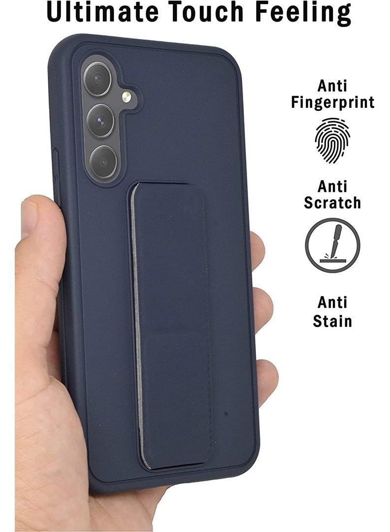 Case Up Compatible with Samsung Galaxy S25 Ultra Case with Magnetic Stand & Holder, Premium Silicone Finger Grip Strap Holder Case Car Mount Kickstand Cover- Navy - Image 3