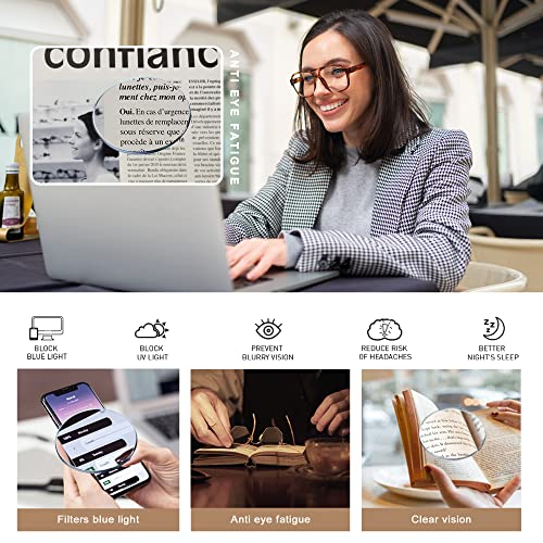 AMOMOMA 3 Pack Oversized Aviator Spring Hinge Reading Glasses for Women Men,Retro Blue Light Computer Reader Frame AM6081C1+C2+C3 0.0X - Image 4