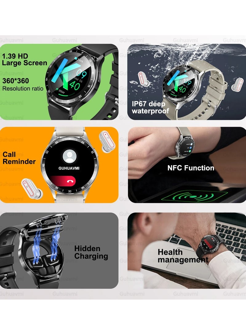 AROAQ X10 Headphone Smart Watch Men 2 in 1 Bluetooth Call Heart Rate Blood Pressure Monitoring Sports Smartwatch  - Image 5