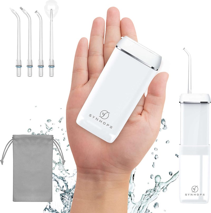 SYNHOPE Water Flosser [Mini Cordless Portable] Oral Irrigator Water Teeth Cleaner Pick, Telescopic Water Tank, 3 Modes & IPX7 Waterproof, Home & Travel Water Flossers for Teeth, Braces Bridges Care - Image 1