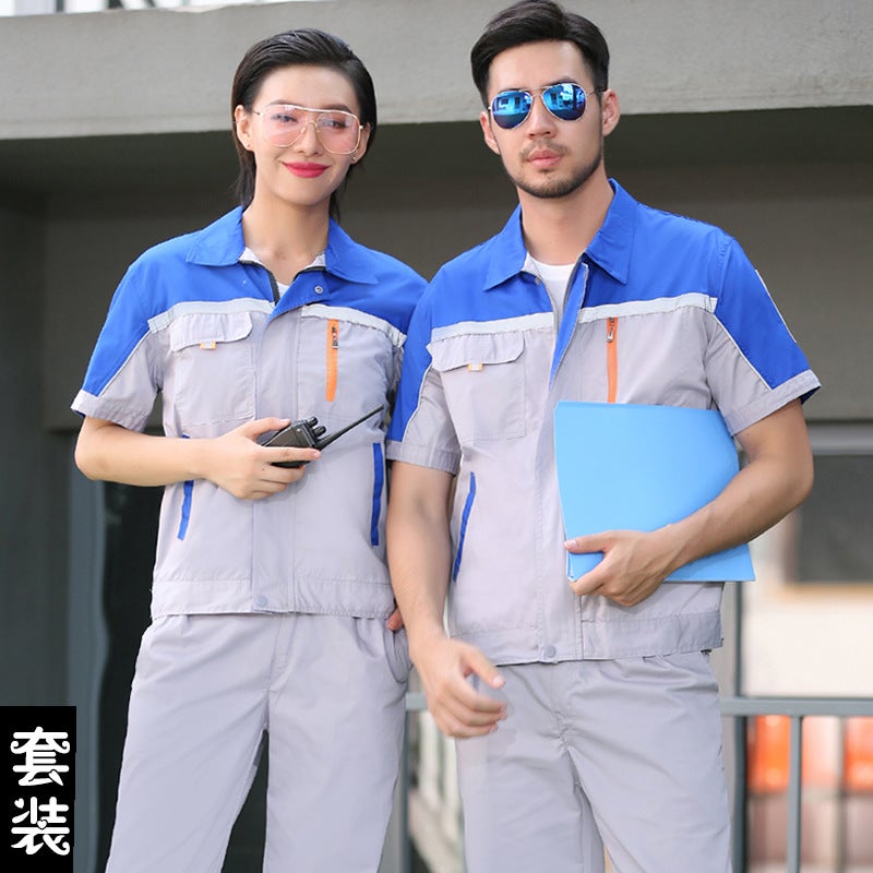 Summer Short-Sleeved Work Clothes Suit For Men And Women, Thin, Breathable And Wear-Resistant Auto Repair Clothes, Customized Summer Labor Protection Clothes - Image 1