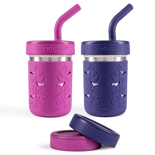 Pandaloo® Smoothie Cups for Kids - Stainless Steel Toddler Tumbler with Straw, Sippy Cup for Smoothies - BPA-Free, Toddler Snack Cups, 10 oz - Image 1