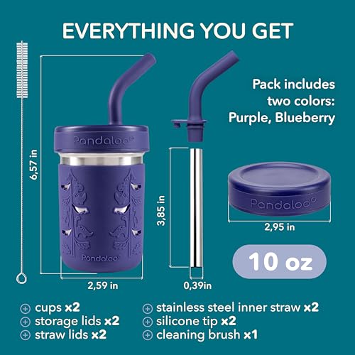 Pandaloo® Smoothie Cups for Kids - Stainless Steel Toddler Tumbler with Straw, Sippy Cup for Smoothies - BPA-Free, Toddler Snack Cups, 10 oz - Image 2