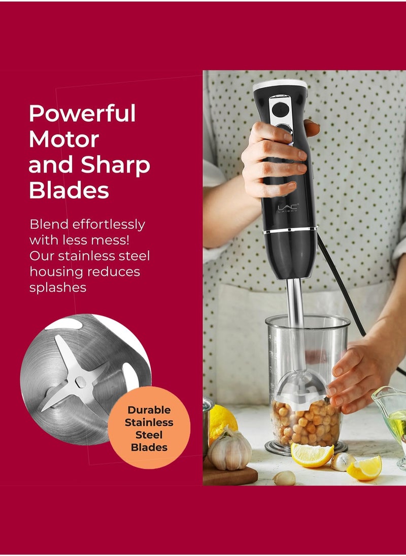 LAC Hand Blender, 4 in 1 Blender, Hand Blender Electric 500W 2-Speed and Turbo Mode, Immersion Blender with 500ml Food Chopper, 600ml Container, Milk Frother, Egg Whisk, for Smoothie Sauces Food Soups  - Image 5