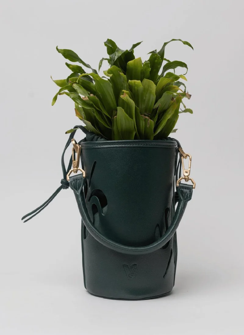 فيجانولوجي Bucket Bag in Green Made From 2 Bamboo Stems