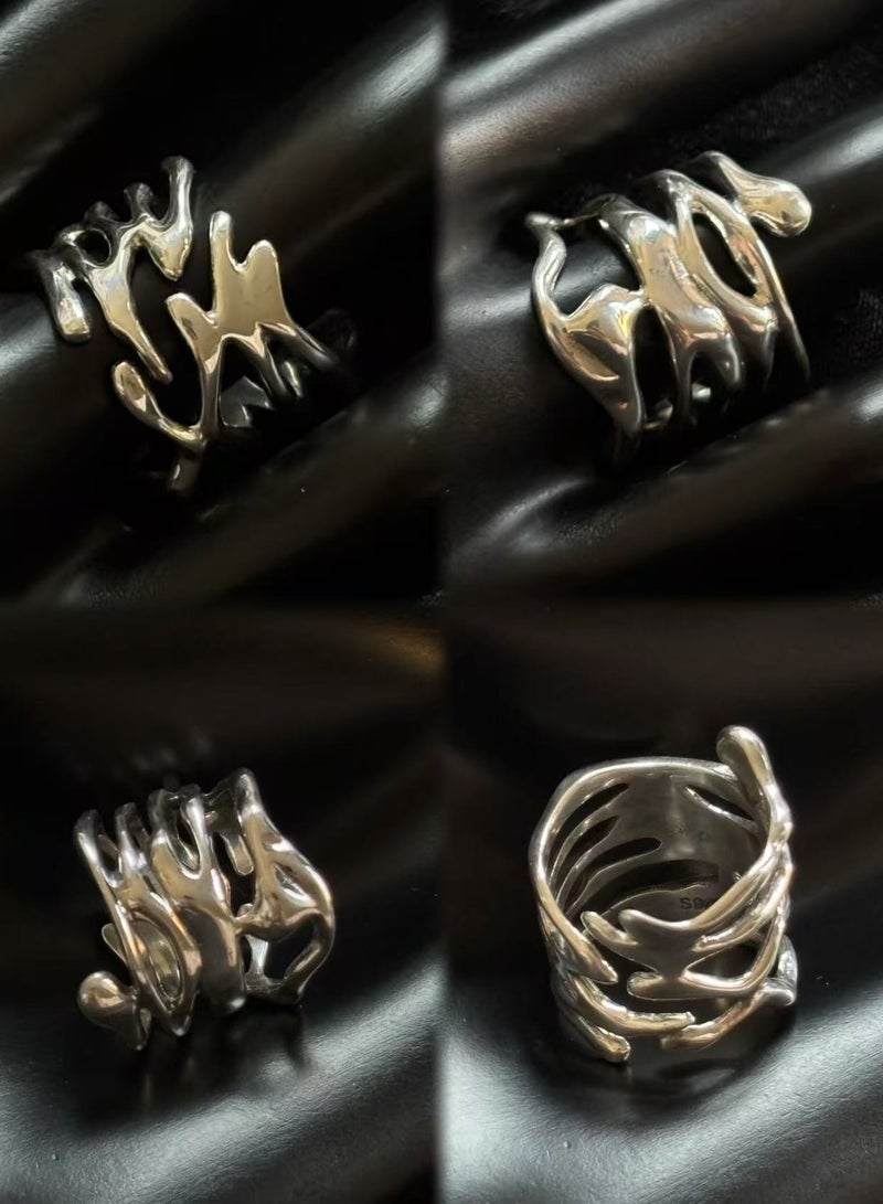Plane Trees Sterling Silver Open Abstract Statement Ring for Women – Adjustable Artistic Design | PLANE TREES Jewelry - Image 2