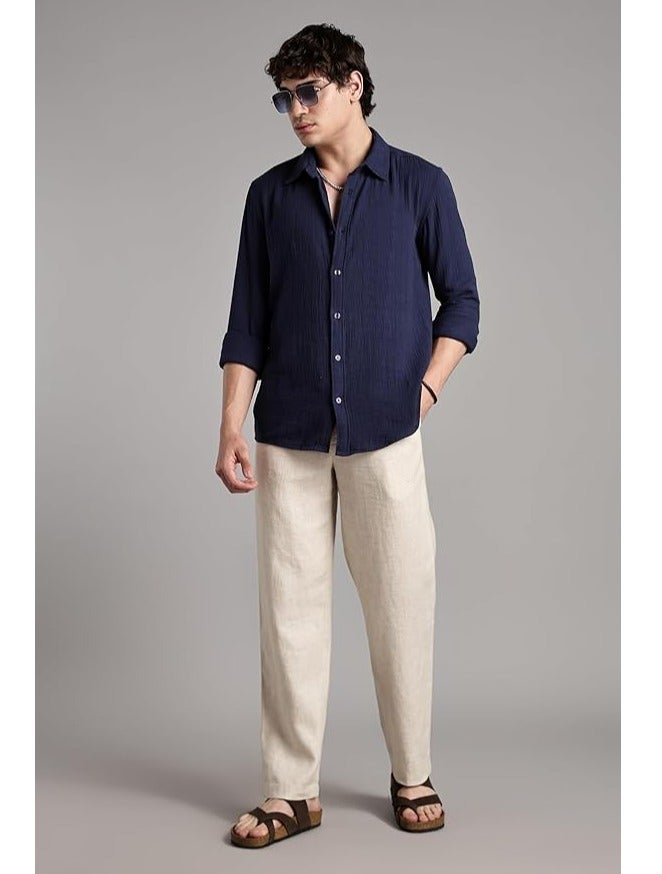 fyltr قميص الرجال بلون قطني 100٪ بلون موحد - بأكمام كاملة | القمصان الكاجوال للرجال | قمصان للمكتب | مريحة وناعمة - Image 3