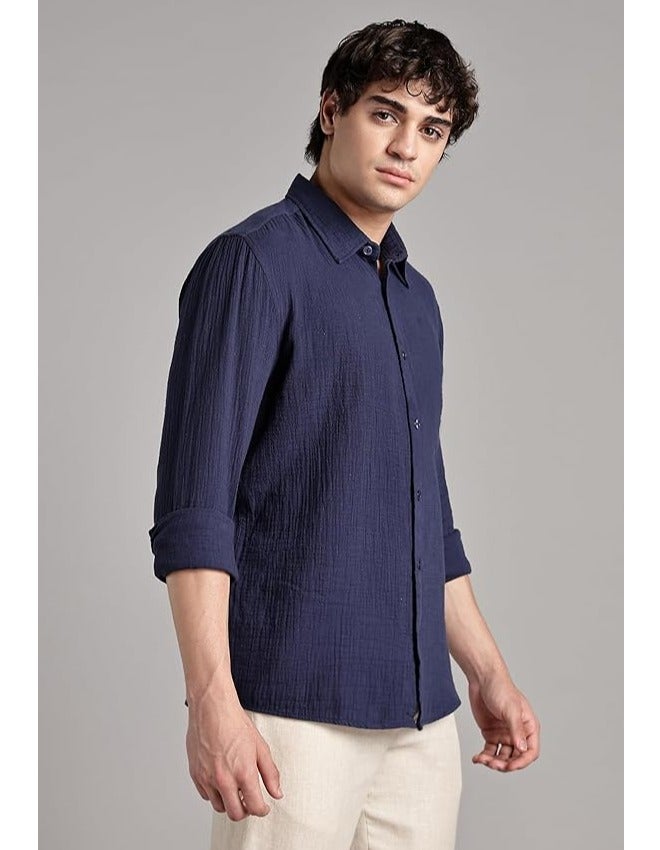 fyltr قميص الرجال بلون قطني 100٪ بلون موحد - بأكمام كاملة | القمصان الكاجوال للرجال | قمصان للمكتب | مريحة وناعمة - Image 4