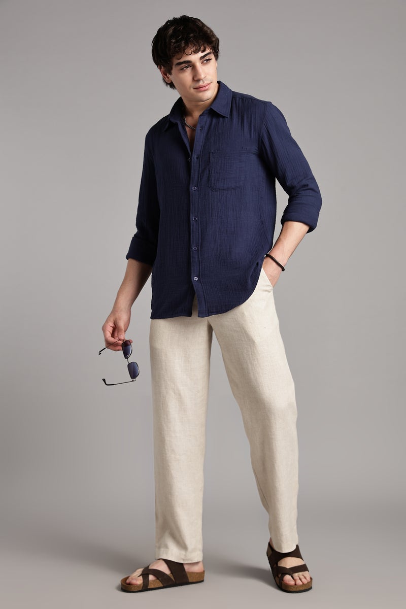 fyltr Men's 100% Cotton Solid Color Textured Shirt - Full Sleeves | Casual Shirts for Men | Comfortable & Soft | Stylish Shirt - Image 3