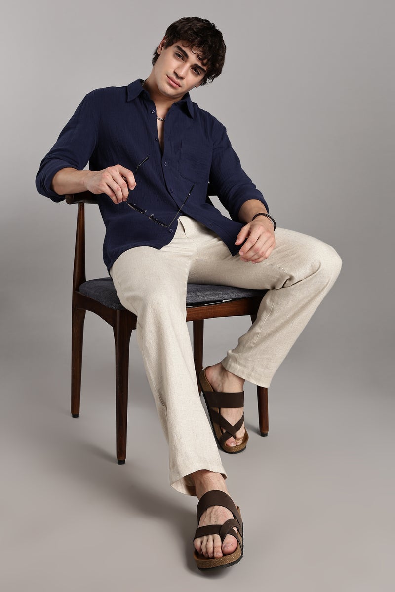 fyltr Men's 100% Cotton Solid Color Textured Shirt - Full Sleeves | Casual Shirts for Men | Comfortable & Soft | Stylish Shirt - Image 2