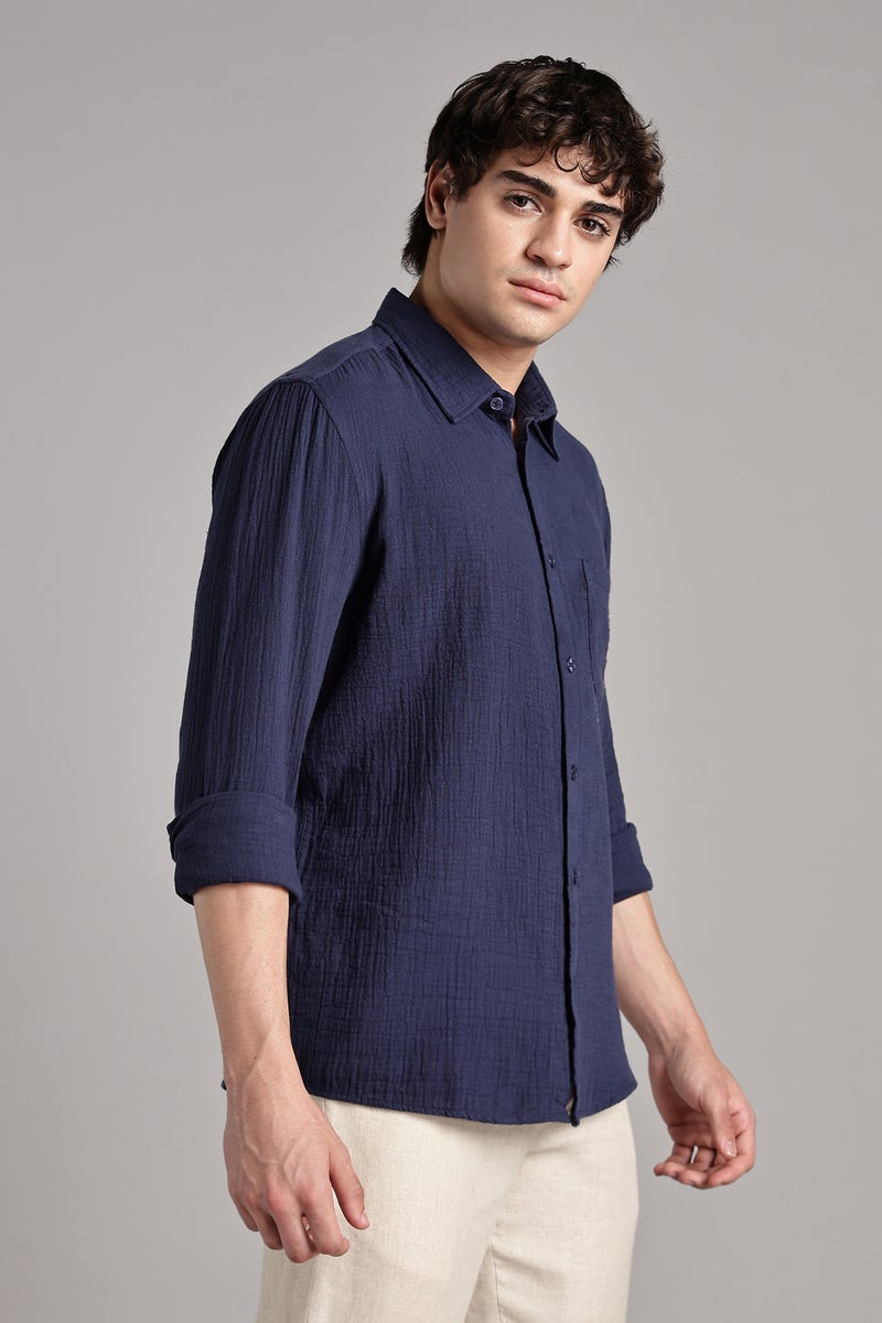 fyltr Men's 100% Cotton Solid Color Textured Shirt - Full Sleeves | Casual Shirts for Men | Comfortable & Soft | Stylish Shirt - Image 4
