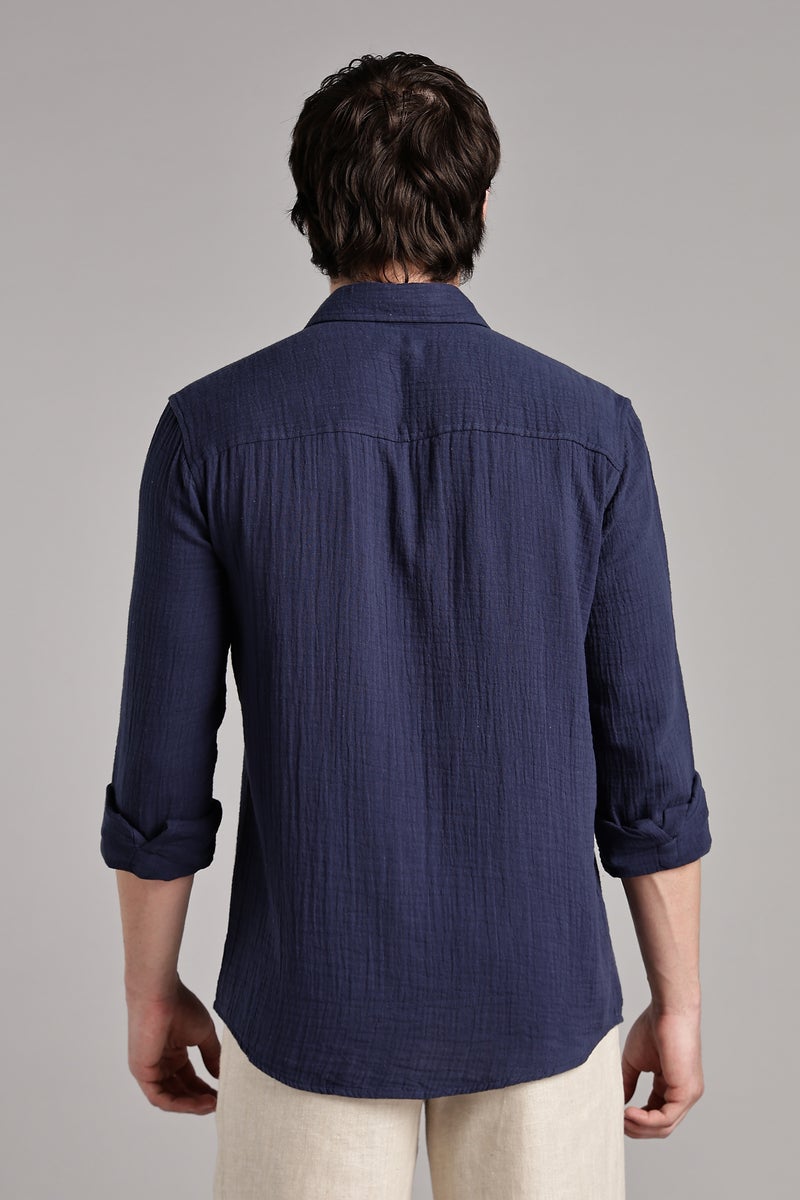 fyltr Men's 100% Cotton Solid Color Textured Shirt - Full Sleeves | Casual Shirts for Men | Comfortable & Soft | Stylish Shirt - Image 5