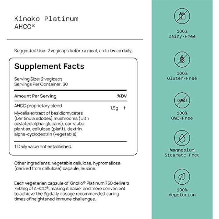 Quality of Life AHCC Kinoko Platinum Mushroom Extract, CoQ-10 SR Sustained Release Formula - Immune Support Healthy Aging Bundle - Image 2