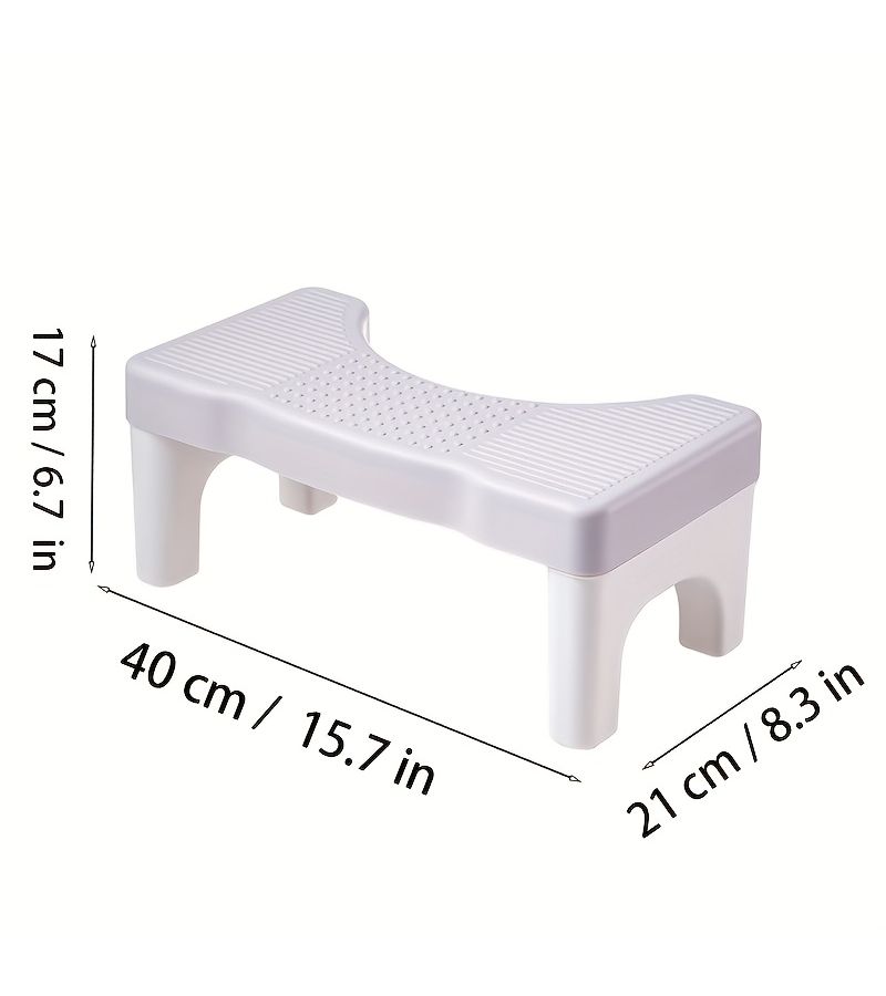 White Heavy Duty Toilet Stool With Extra Wide Base Ergonomic Footrest Non Slip Surface - Image 2