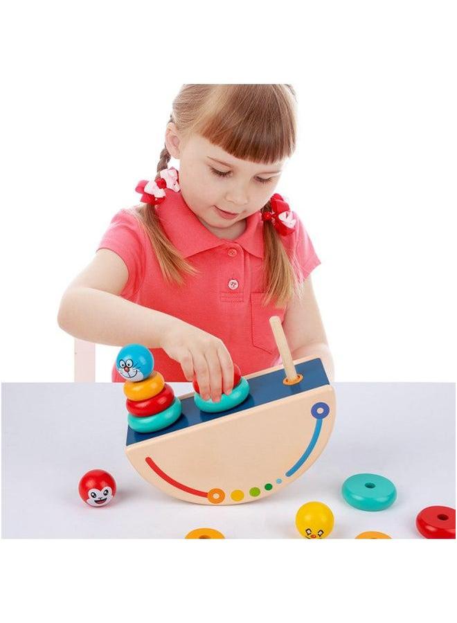 Wooden Multifunctional Balance Set Column Tumbler Children's Baby Early Education Enlightenment Educational Building Blocks Toy-Color:Balance Jacket  - Image 3