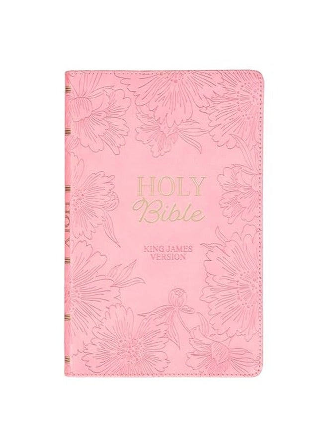 KJV Holy Bible, Gift Edition King James Version, Faux Leather Flexible Cover, Light Pink Floral
