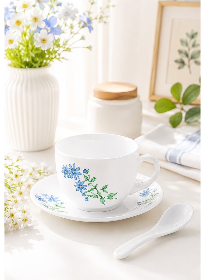 Laopala Classique Collection 44 Pcs Opalware Dinner Set White Dinnerware Set with Plates Bowls Cup & Saucer Serving Bowl Platter Spoon Elegant Tableware Set - Image 2
