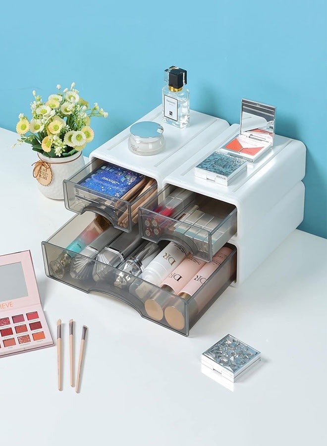 general Desk Organizers,Desktop Drawer Storage Organizer,Stackable Desk Storage Drawers Makeup Organizer,Cosmetic Storage Box,Multi-function Desk Storage Box for Home,Office,School(1L+2S) - Image 1