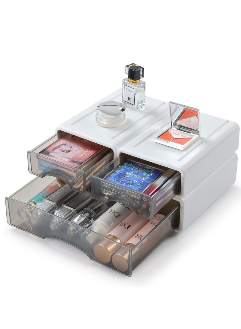 general Desk Organizers,Desktop Drawer Storage Organizer,Stackable Desk Storage Drawers Makeup Organizer,Cosmetic Storage Box,Multi-function Desk Storage Box for Home,Office,School(1L+2S) - Image 2