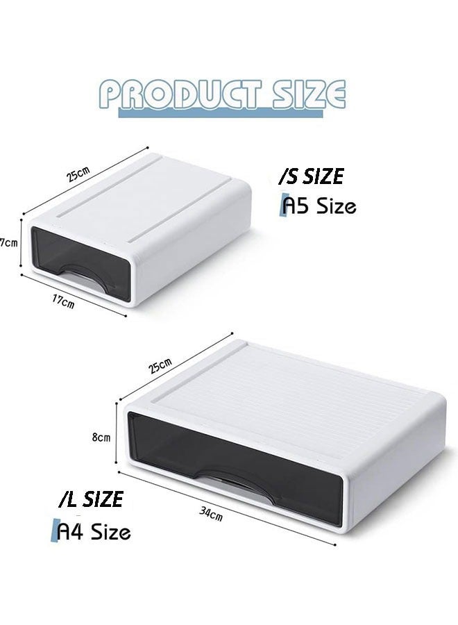 general Desk Organizers,Desktop Drawer Storage Organizer,Stackable Desk Storage Drawers Makeup Organizer,Cosmetic Storage Box,Multi-function Desk Storage Box for Home,Office,School(1L+2S) - Image 3