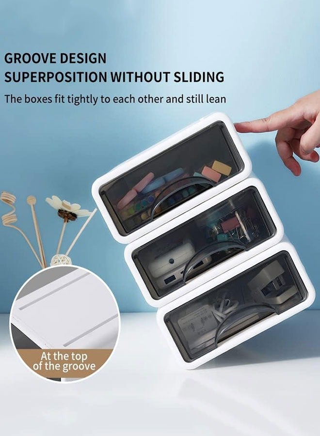 general Desk Organizers,Desktop Drawer Storage Organizer,Stackable Desk Storage Drawers Makeup Organizer,Cosmetic Storage Box,Multi-function Desk Storage Box for Home,Office,School(1L+2S) - Image 5