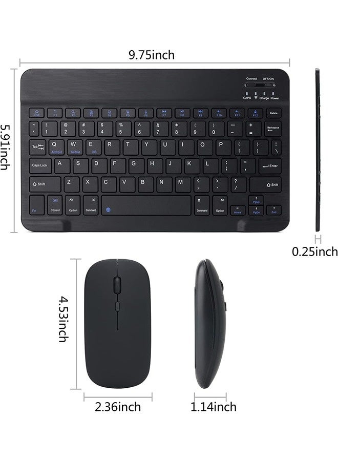 Topleo Rechargeable Bluetooth Keyboard and Mouse Combo Ultra-Slim Portable Compact Wireless Mouse Keyboard Set for Android Windows Tablet Cell Phone iPhone iPad Pro Air Mini, iPad OS/iOS 13 and above (Black) - Image 3
