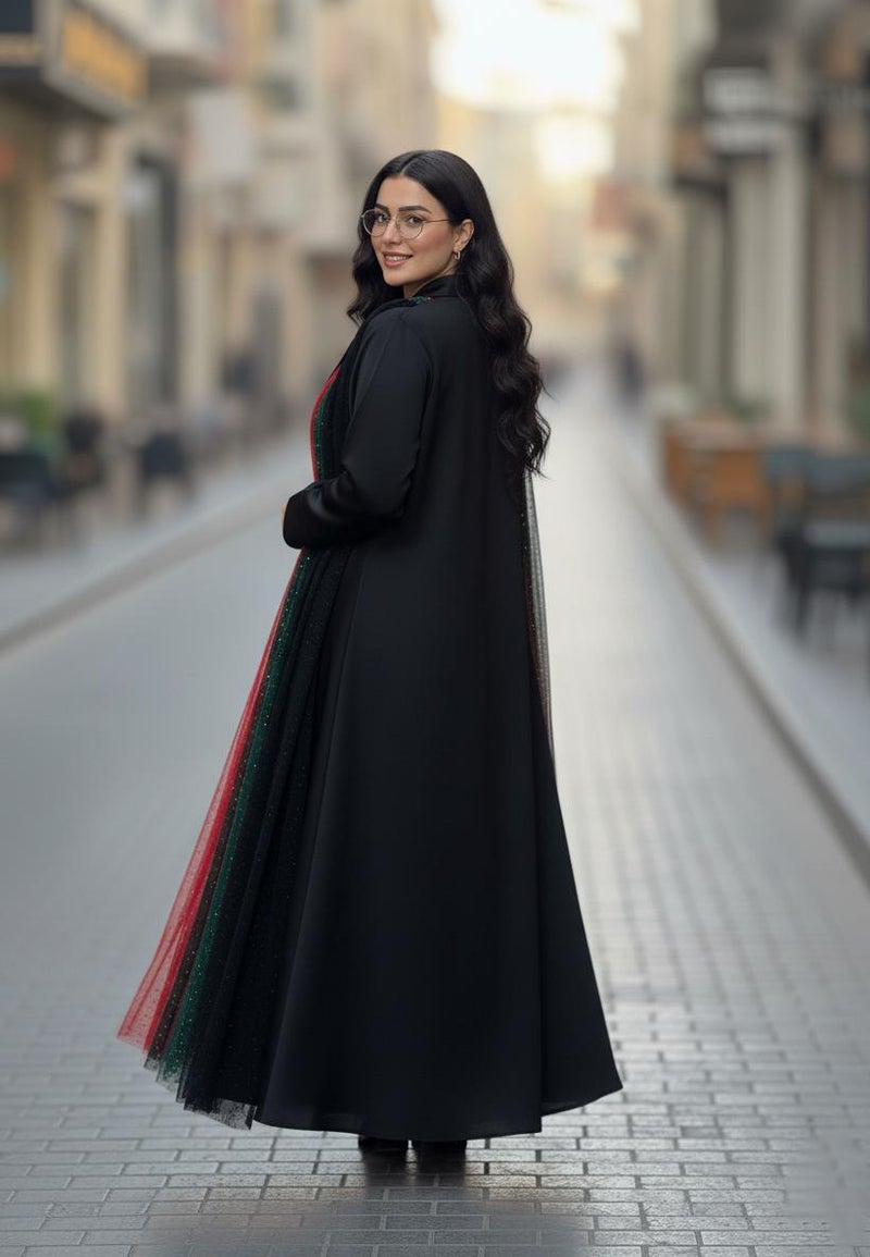 NUKHBAA The Pleated Sparkle UAE National Day Abaya - Image 3