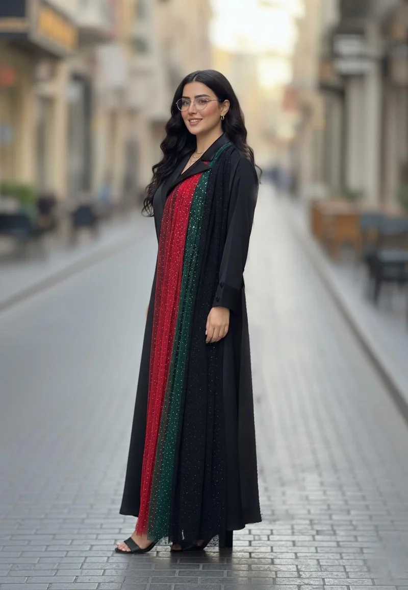 NUKHBAA The Pleated Sparkle UAE National Day Abaya