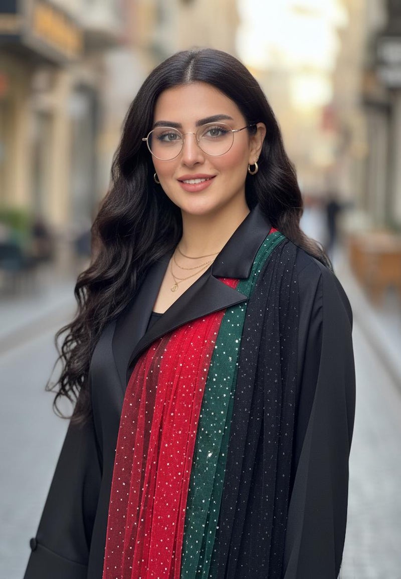 NUKHBAA The Pleated Sparkle UAE National Day Abaya - Image 4