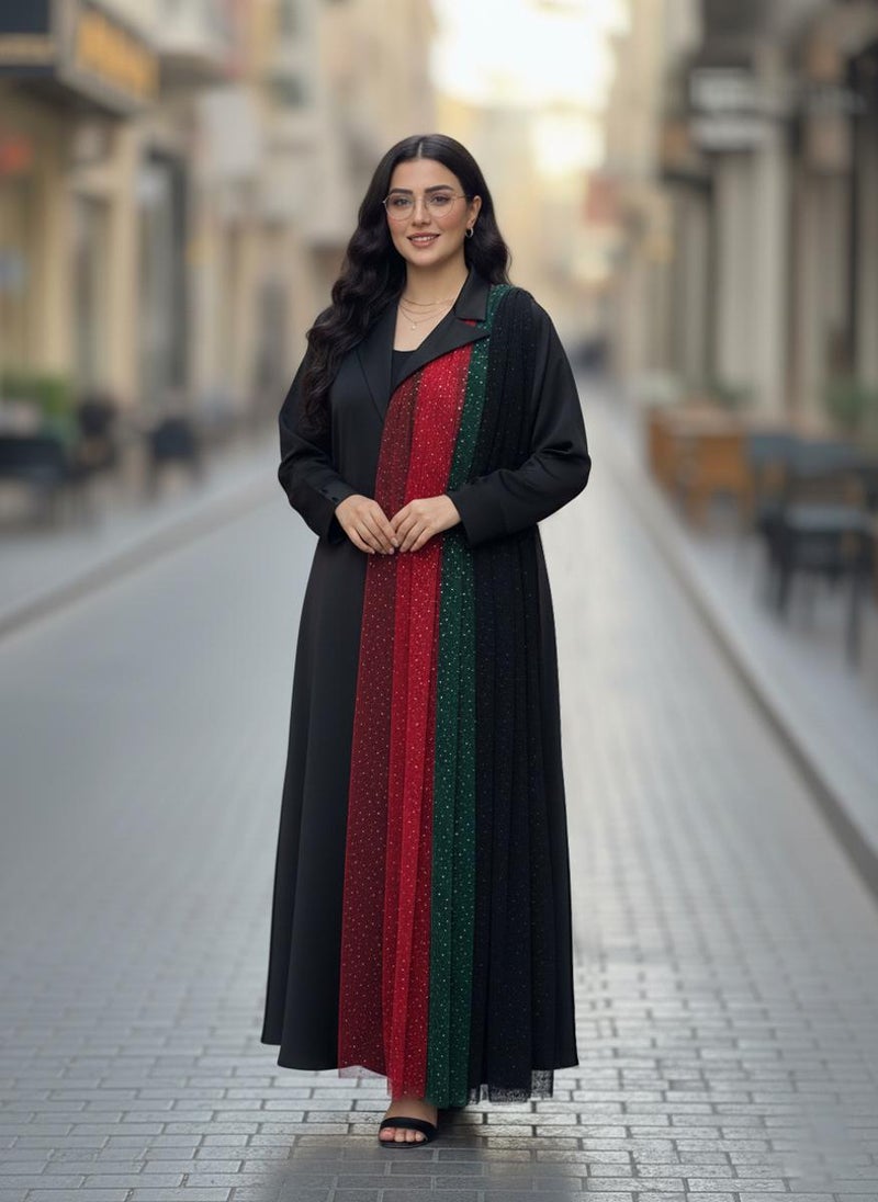 NUKHBAA The Pleated Sparkle UAE National Day Abaya - Image 1